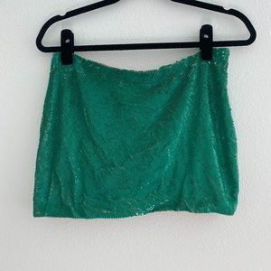 Haute Hippie Sequin Kelly Green Mini Skirt